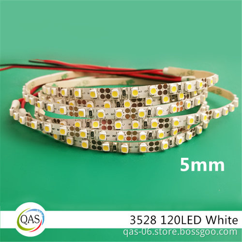 5mm 3528 120led/m dc12v 24v led flexible light ip20 white /warm white